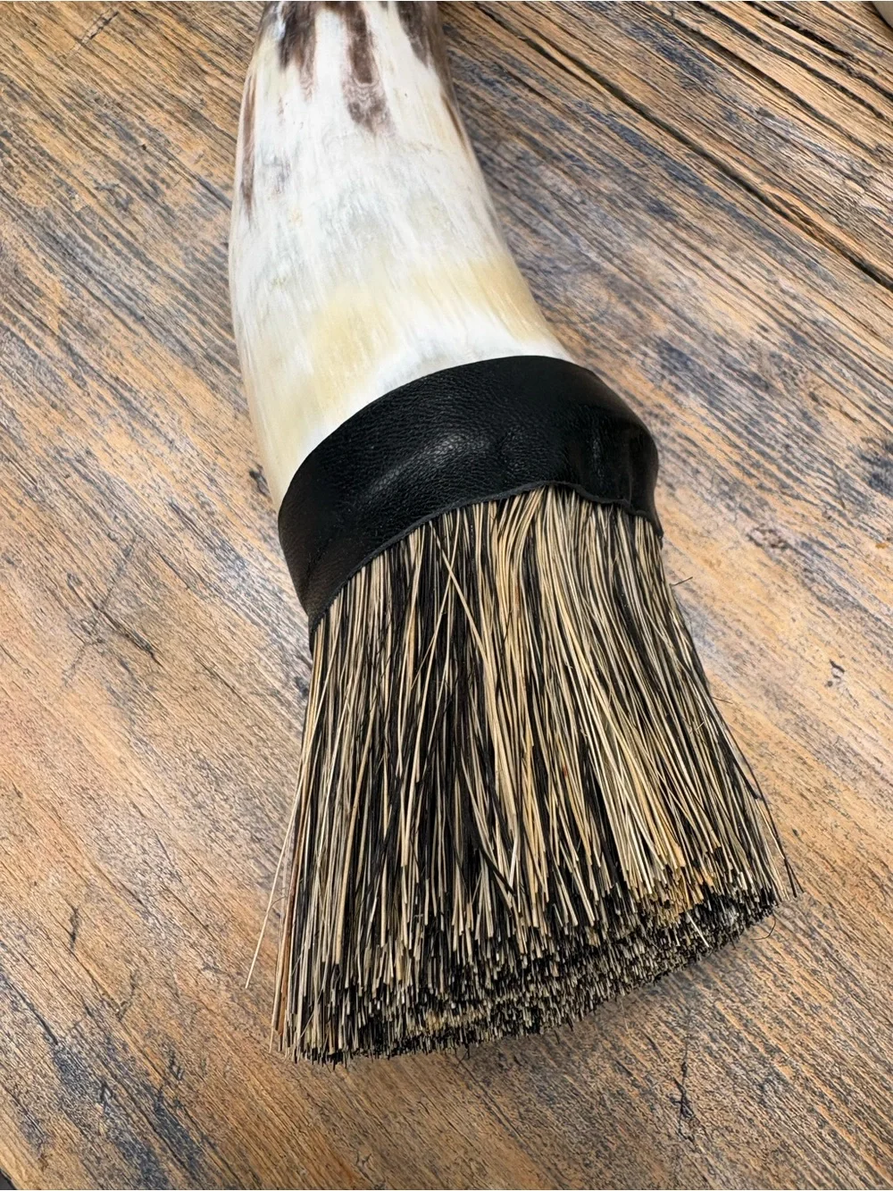 Natural Horn Decorative Wall Brush - White and Brown